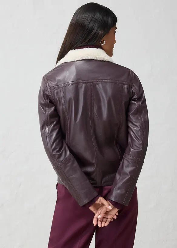 Leder Biker-Jacke aus Lammnappa in rot von hinten (im Anschnitt) - bonprix