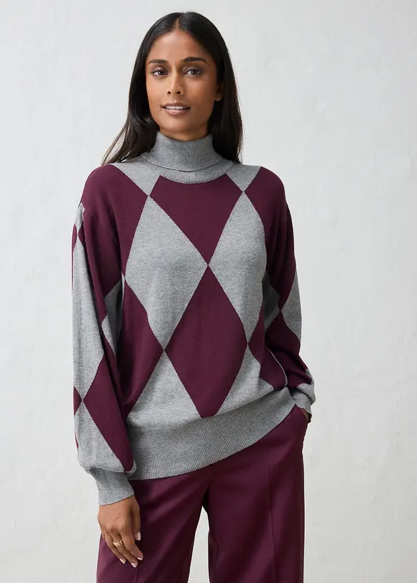 Feinstrick-Rollkragenpullover in grau von vorne (im Anschnitt) - bonprix