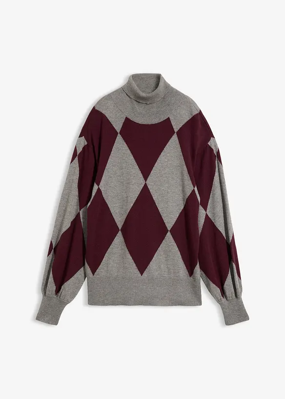Feinstrick-Rollkragenpullover in grau von vorne - bonprix