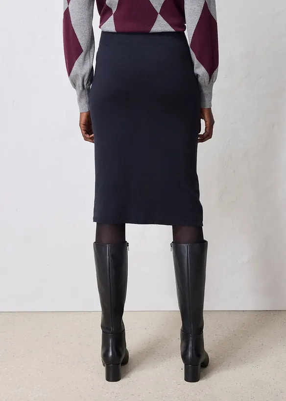 Strickrock aus weichem Woll-Mix in schwarz von hinten - bonprix
