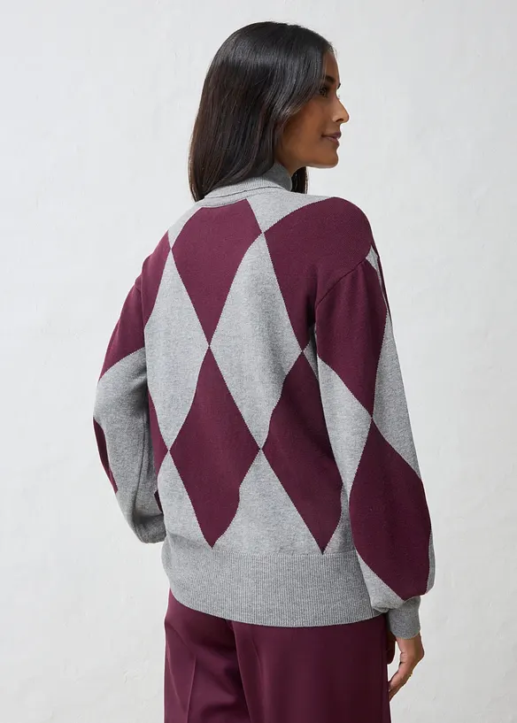 Feinstrick-Rollkragenpullover in grau von hinten (im Anschnitt) - bonprix