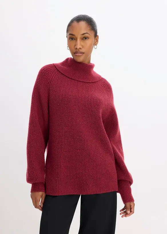 Pullover aus weichem Woll-Mix in rot von vorne (im Anschnitt) - bonprix Pullover aus weichem Woll-Mix in rot von vorne (im Anschnitt) - bonprix