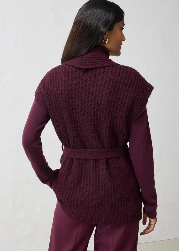 Ajour Strick-Weste aus weichem Woll-Mix in rot von hinten (im Anschnitt) - bonprix