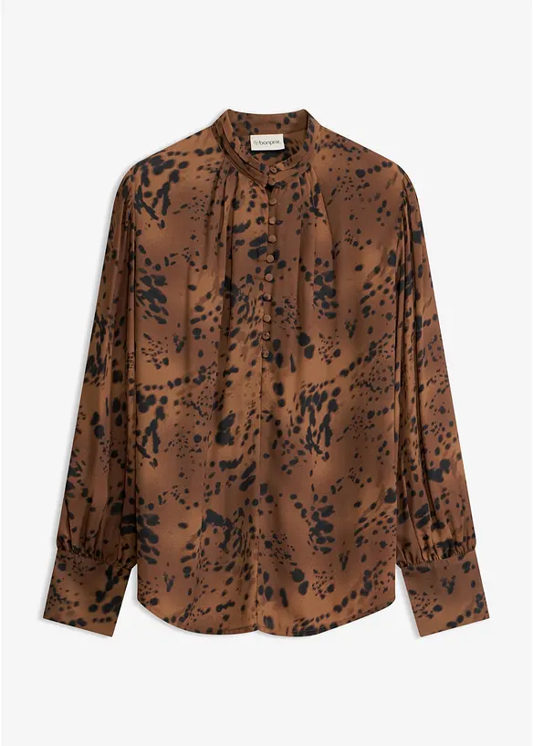 Chiffonbluse mit Stehkragen in braun von vorne - bonprix Chiffonbluse mit Stehkragen in braun von vorne - bonprix