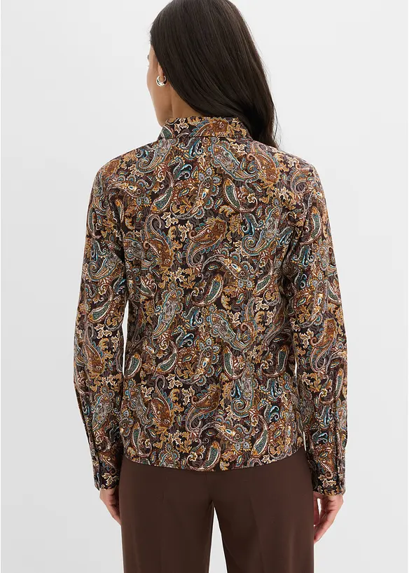 Hemdbluse aus Baumwollstretch, bügelfrei in schwarz von hinten (im Anschnitt) - bonprix