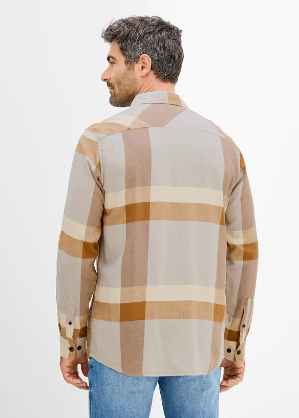 Flanellhemd aus reiner Baumwolle in braun von hinten (im Anschnitt) - bonprix