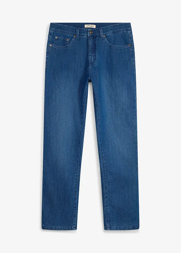 Thermo Classic-Fit-Jeans mit Jersey-Futter, Straight in blau von vorne - bonprix