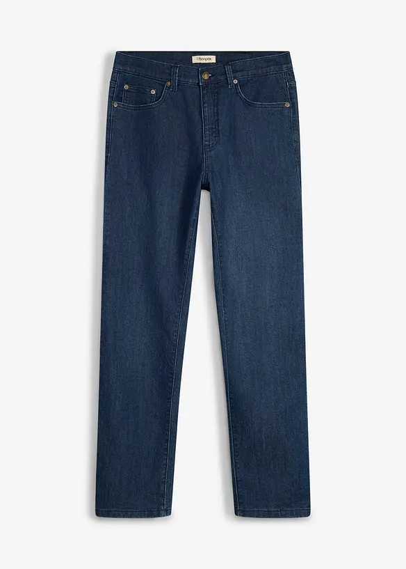 Thermo Classic-Fit-Jeans mit Jersey-Futter, Straight in blau von vorne - bonprix