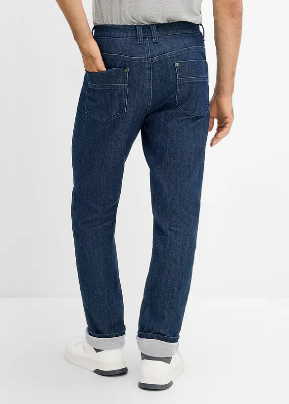 Thermo Classic-Fit-Jeans mit Jersey-Futter, Straight in blau von hinten - bonprix
