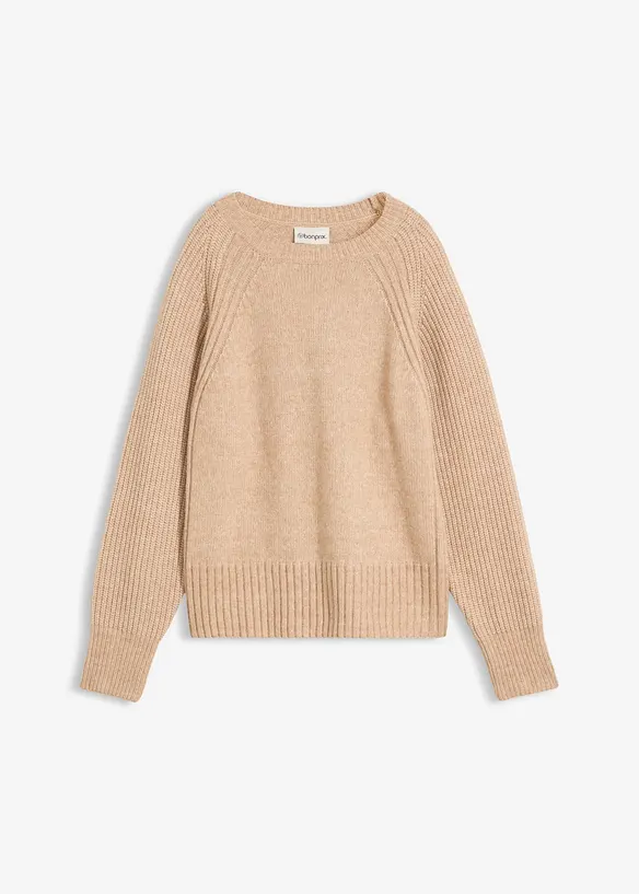 Pullover aus weichem Woll-Mix in beige von vorne - bonprix Pullover aus weichem Woll-Mix in beige von vorne - bonprix