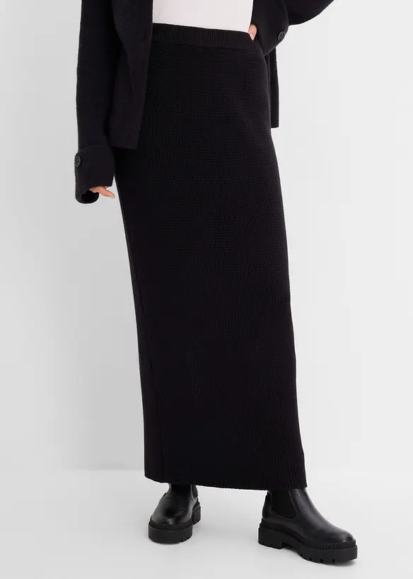 Strickrock aus reiner Baumwolle in schwarz von vorne - bonprix Strickrock aus reiner Baumwolle in schwarz von vorne - bonprix
