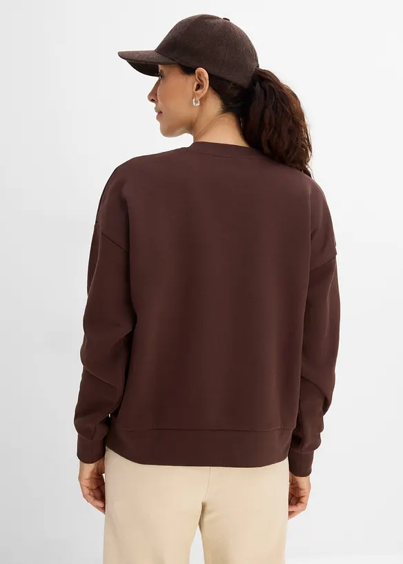 Oversize-Sweatshirt aus Baumwoll-Mix in braun von hinten (im Anschnitt) - bonprix