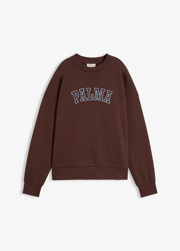 Oversize-Sweatshirt aus Baumwoll-Mix in braun von vorne - bonprix