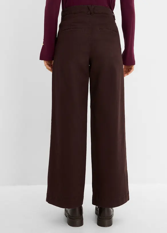 Wide-Leg Bundfalten-Hose mit Bequembund in braun von hinten - bonprix Wide-Leg Bundfalten-Hose mit Bequembund in braun von hinten - bonprix