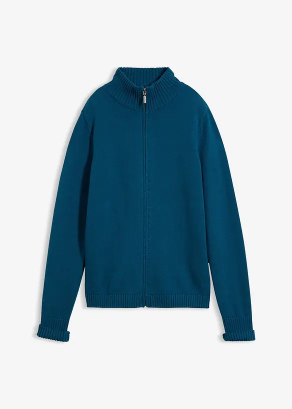 Strickjacke aus reiner Bio-Baumwolle in petrol von vorne - bonprix Strickjacke aus reiner Bio-Baumwolle in petrol von vorne - bonprix