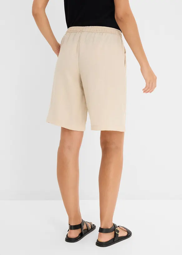 Schlupf Bermuda aus Viskose-Mix in beige von hinten - bonprix