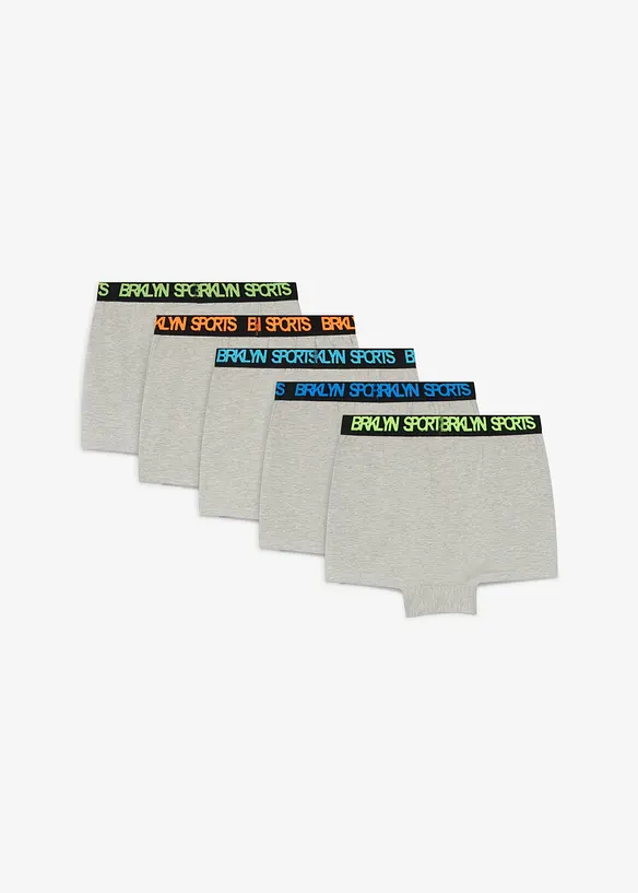 Boxershorts mit weicher Baumwolle (5er-Pack) in grau von hinten - bonprix