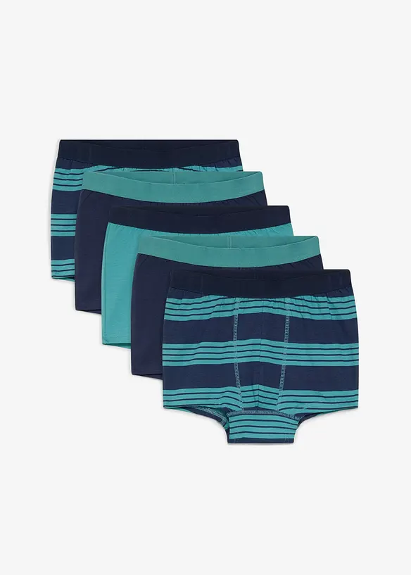 Boxershorts mit weicher Baumwolle (5er Pack) in blau von vorne - bonprix