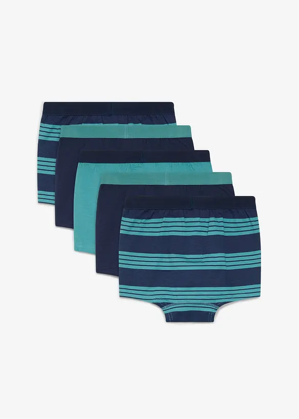 Boxershorts mit weicher Baumwolle (5er Pack) in blau von hinten - bonprix