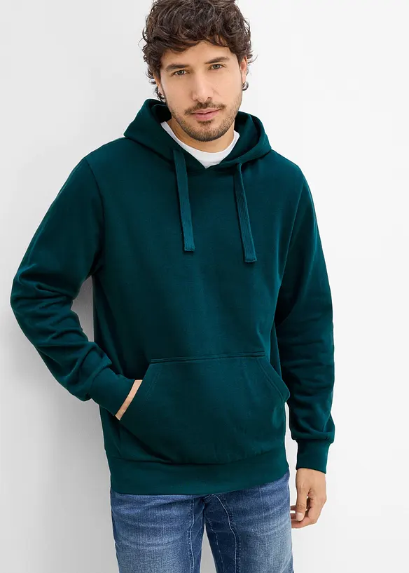 Hoodie in Regular Fit in petrol von vorne (im Anschnitt) - bonprix