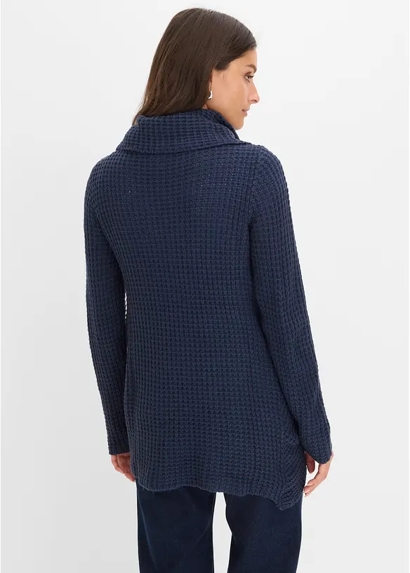 Grobstrick-Pullover in blau von hinten (im Anschnitt) - bonprix