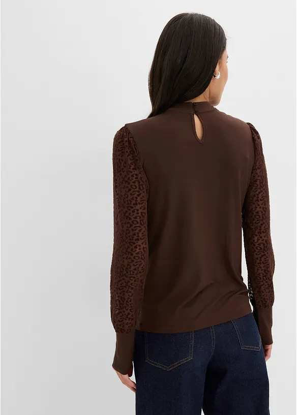 Langarmshirt aus softem Viskose-Mix in braun von hinten (im Anschnitt) - bonprix Langarmshirt aus softem Viskose-Mix in braun von hinten (im Anschnitt) - bonprix
