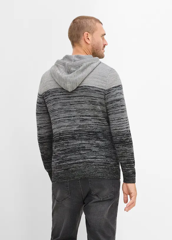 Feinstrick-Kapuzenpullover in Regular Fit in grau von hinten (im Anschnitt) - bonprix
