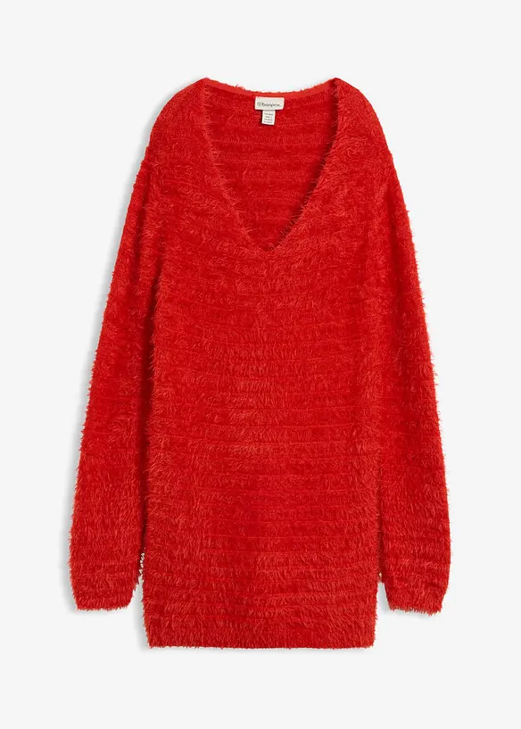 Longpullover aus Strick in rot von vorne - bonprix