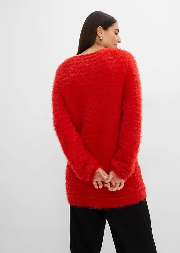 Longpullover aus Strick in rot von hinten (im Anschnitt) - bonprix