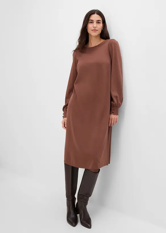Jerseykleid in gerader Passform in braun von vorne (Totalaufnahme) - bonprix Jerseykleid in gerader Passform in braun von vorne (Totalaufnahme) - bonprix