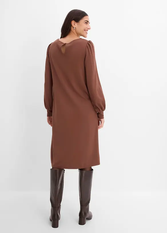 Jerseykleid in gerader Passform in braun von hinten (Totalaufnahme) - bonprix Jerseykleid in gerader Passform in braun von hinten (Totalaufnahme) - bonprix