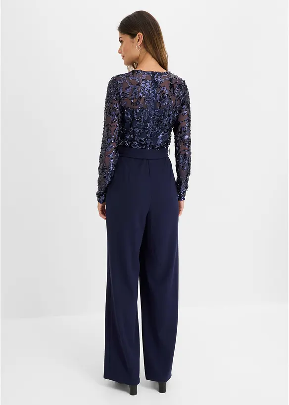 Overall mit Paillettenstickerei in blau von hinten (Totalaufnahme) - bonprix Overall mit Paillettenstickerei in blau von hinten (Totalaufnahme) - bonprix