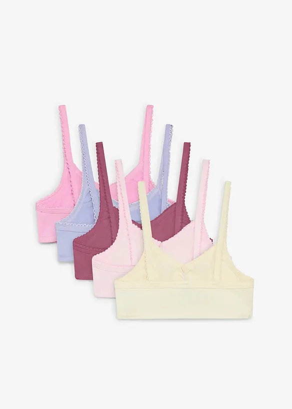 Bustier mit Bio-Baumwolle (5er Pack) in weiß von hinten - bonprix