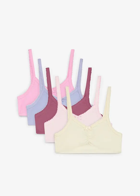 Bustier mit Bio-Baumwolle (5er Pack) in weiß von vorne - bonprix
