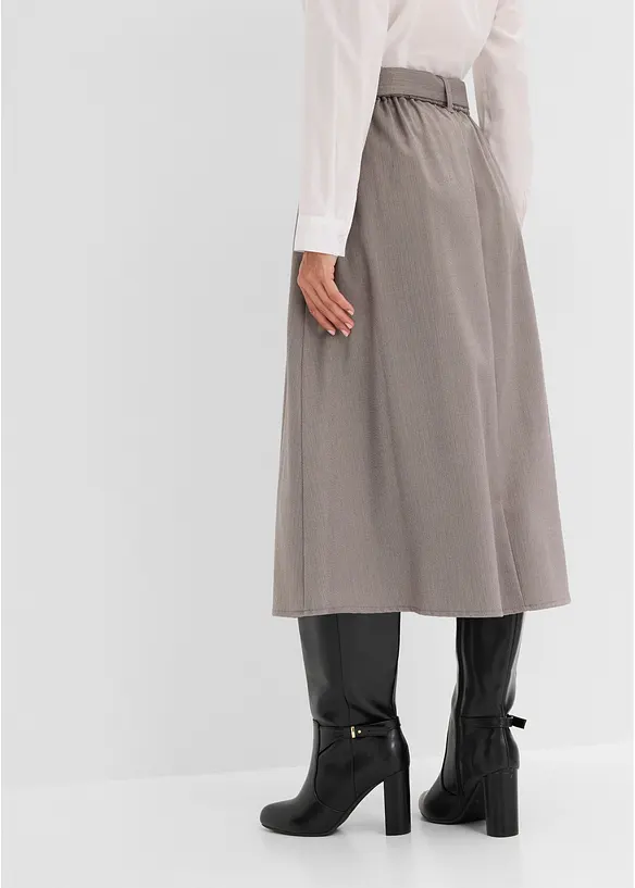 Fischgrat Faltenrock in Wolloptik und Gürtel (2-tlg.Set) in beige von hinten - bonprix Fischgrat Faltenrock in Wolloptik und Gürtel (2-tlg.Set) in beige von hinten - bonprix