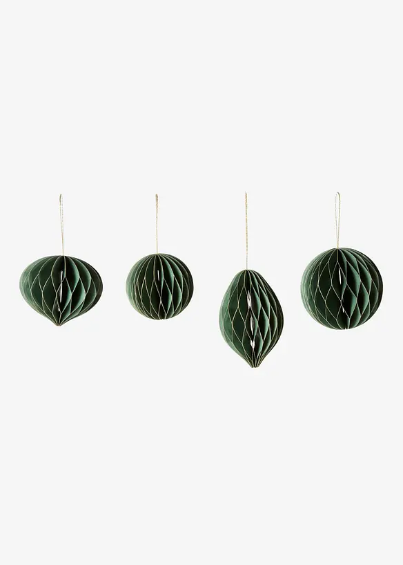 Hängedeko Set Papier Weihnachtskugeln (4-tlg. Set) in grün von vorne - bonprix