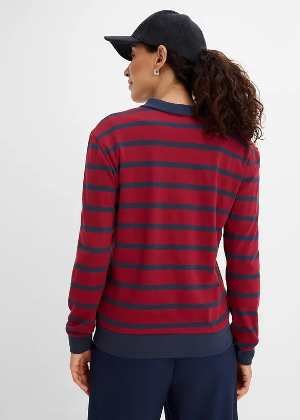 Langarm-Poloshirt aus schwerer Bio-Baumwolle in rot von hinten (im Anschnitt) - bonprix Langarm-Poloshirt aus schwerer Bio-Baumwolle in rot von hinten (im Anschnitt) - bonprix