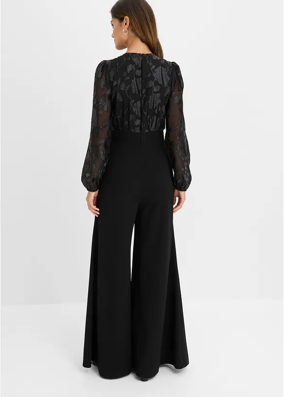 Overall mit glänzender Stickerei in schwarz von hinten (Totalaufnahme) - bonprix