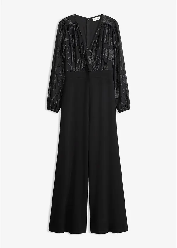 Overall mit glänzender Stickerei in schwarz von vorne - bonprix