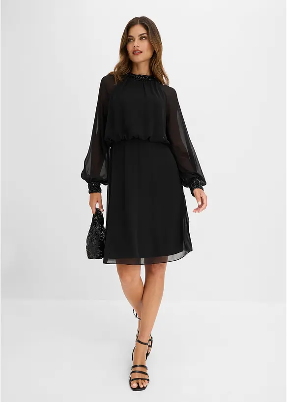 Cocktailkleid mit Strasssteinverzierung in schwarz von vorne (Totalaufnahme) - bonprix Cocktailkleid mit Strasssteinverzierung in schwarz von vorne (Totalaufnahme) - bonprix