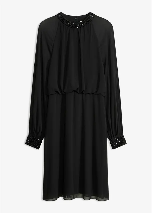 Cocktailkleid mit Strasssteinverzierung in schwarz von vorne - bonprix Cocktailkleid mit Strasssteinverzierung in schwarz von vorne - bonprix