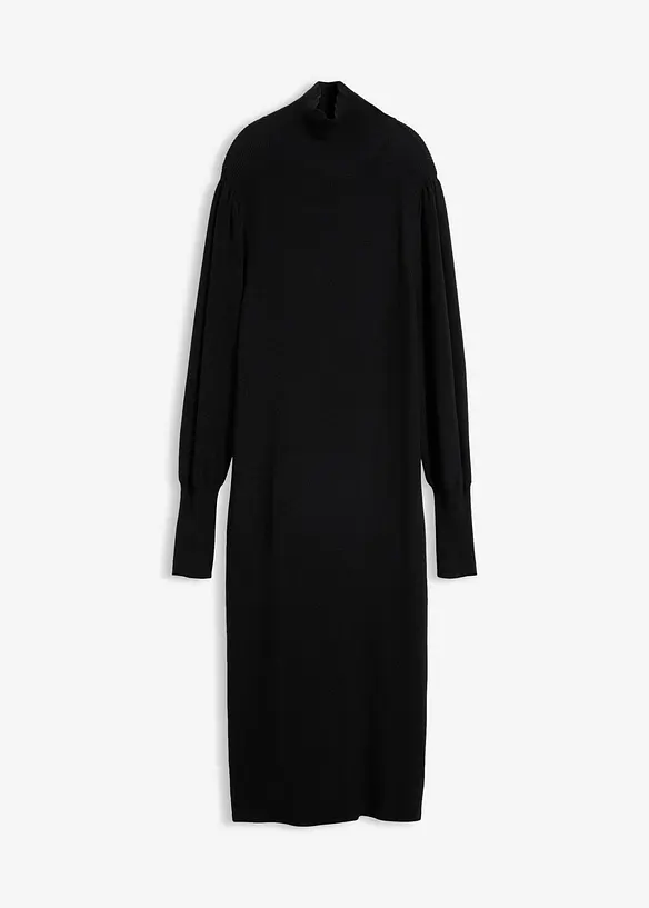 Strickkleid aus softem Viskose-Mix in schwarz von vorne - bonprix