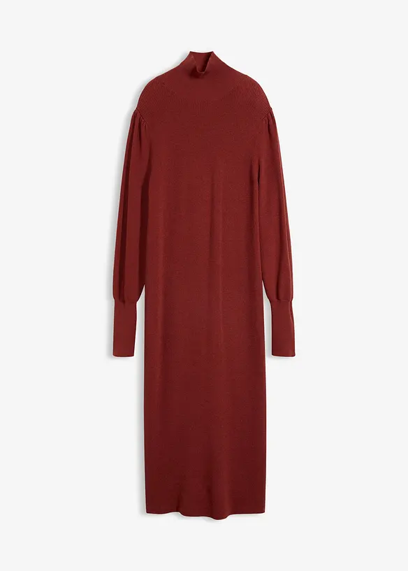 Strickkleid aus softem Viskose-Mix in braun von vorne - bonprix