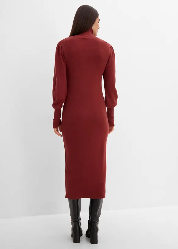 Strickkleid aus softem Viskose-Mix in braun von hinten (Totalaufnahme) - bonprix