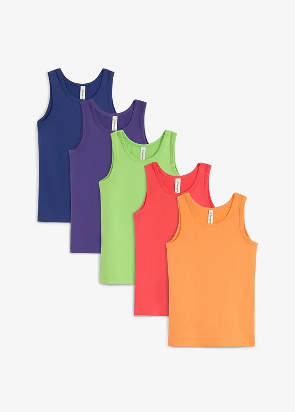 Unterhemd mit softer Bio-Baumwolle (5er Pack) in lila von vorne - bonprix