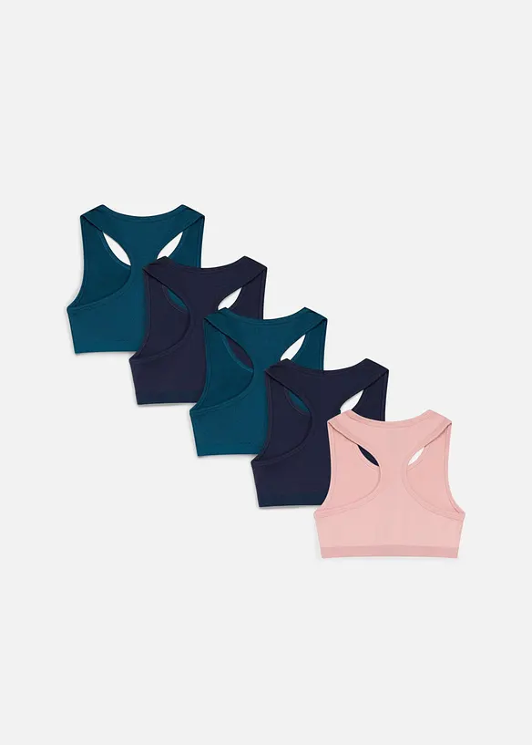 Bustier mit softer Bio-Baumwolle (5er Pack) in rosa von hinten - bonprix