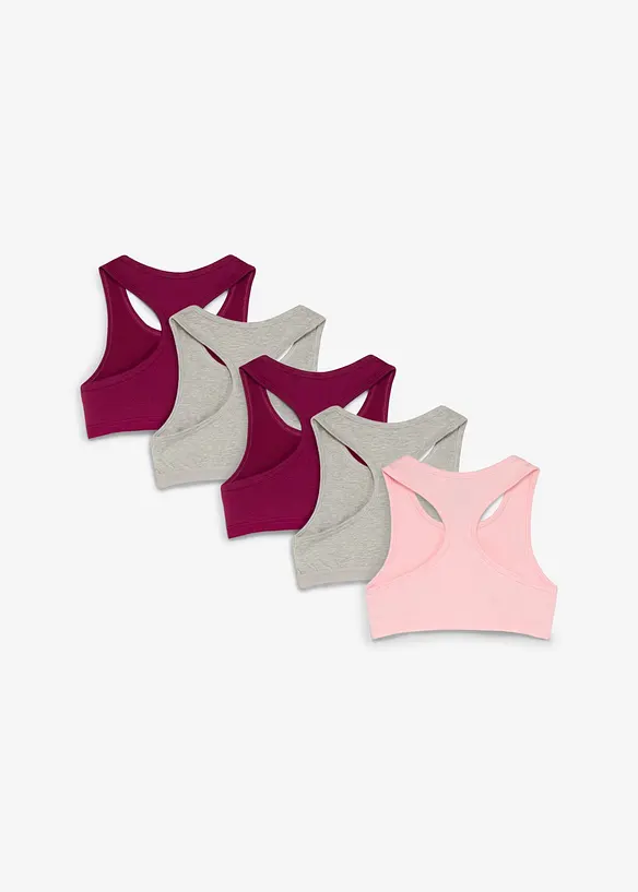 Bustier mit softer Bio-Baumwolle (5er Pack) in rosa von hinten - bonprix