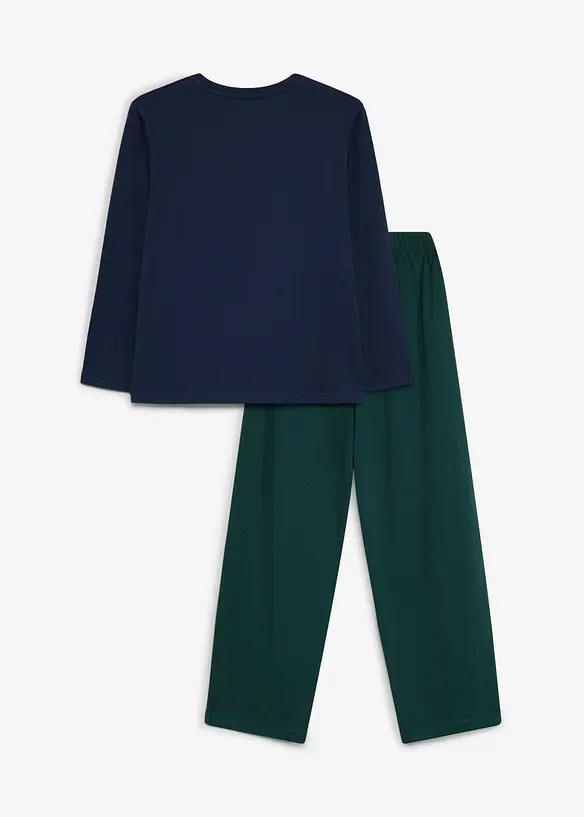 Pyjama aus reiner Bio-Baumwolle (2tlg. Set) in blau von hinten - bonprix