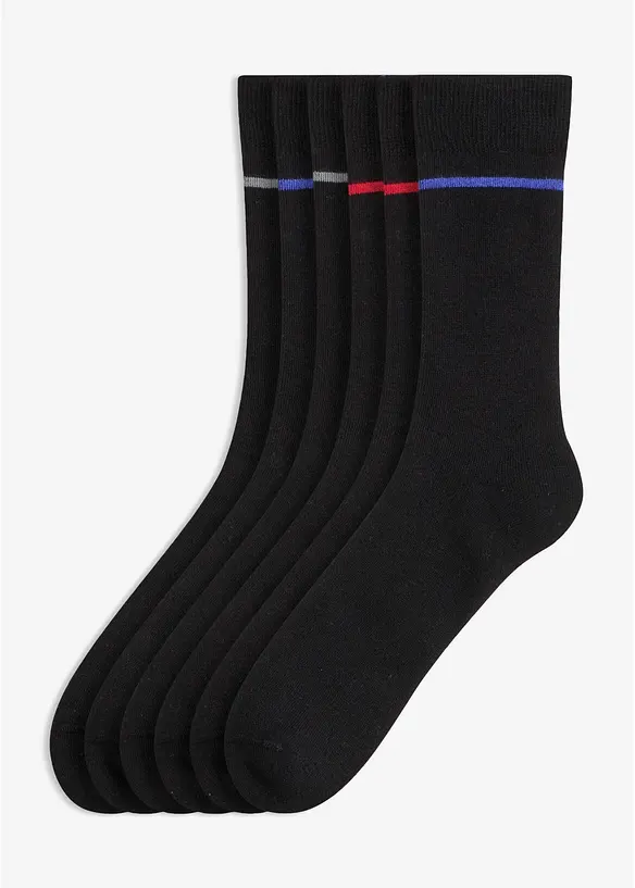 Thermo Socken mit Innenfrottee (6er Pack) in schwarz von vorne - bonprix