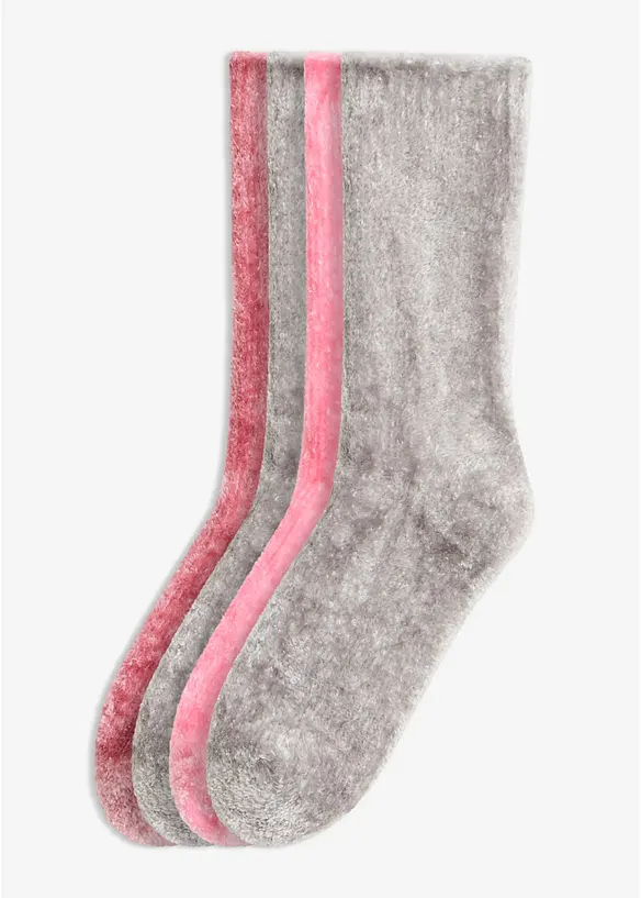 Kuschelsocken  (4er Pack) in grau von vorne - bonprix